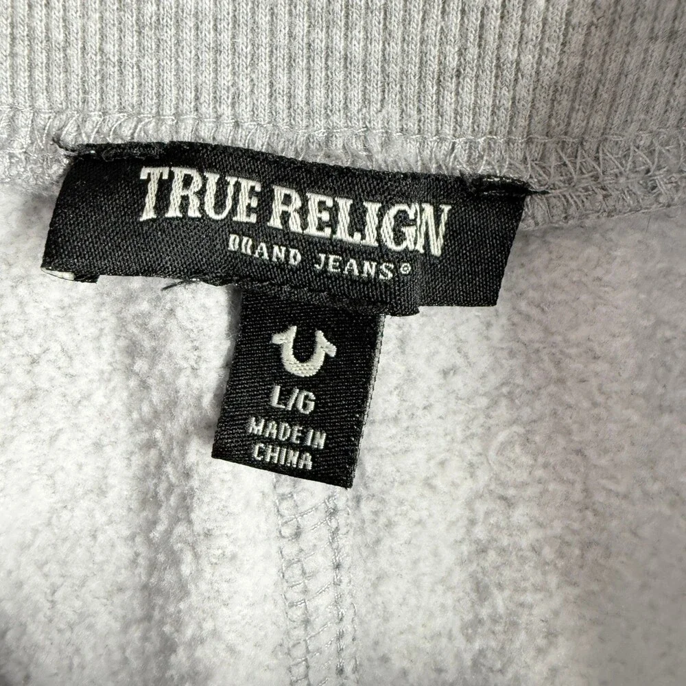 True Religion Sweatpants Mens Large Gray Horseshoe Logo Drawstring Jogger